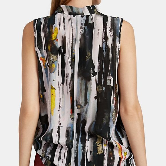 LEO & SAGE Abstract-Print Silk Top - Picture 2 of 2